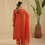 Gulabik Burnt Orange Zardozi Set with Dupatta