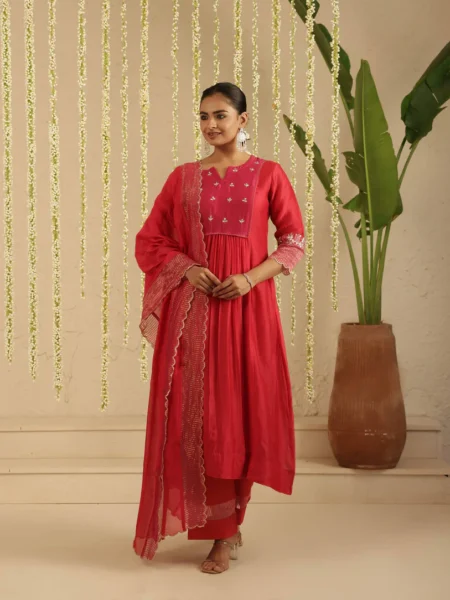 Gulabik Red/ Rani Gota Patti Suit Set