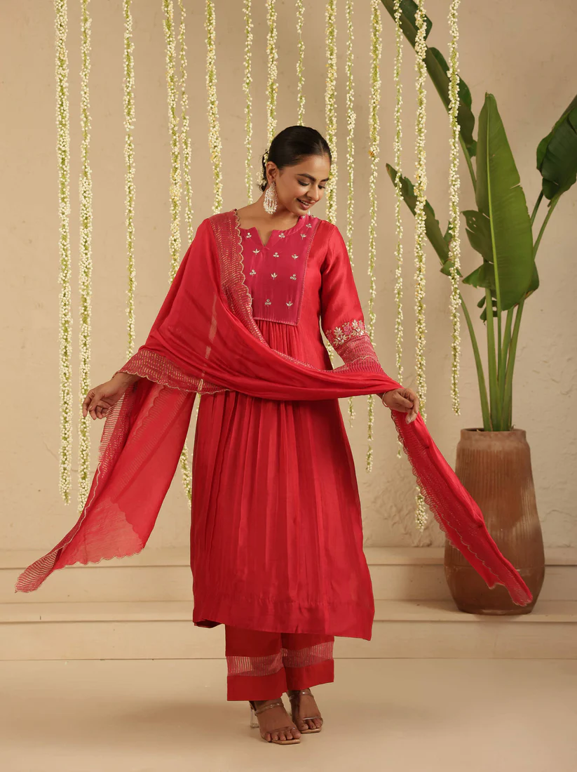 Gulabik Red/ Rani Gota Patti Suit Set