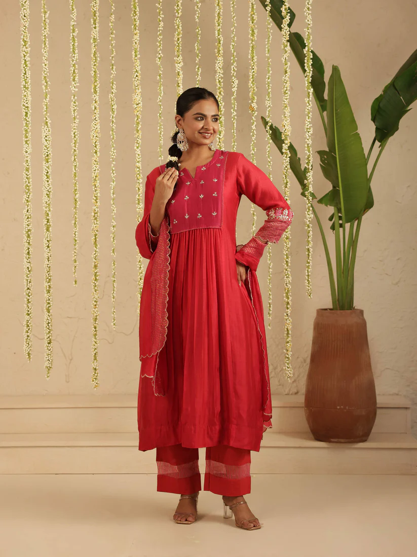 Gulabik Red/ Rani Gota Patti Suit Set