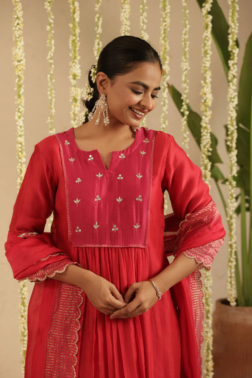 Gulabik Red/ Rani Gota Patti Suit Set