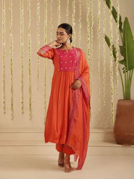 Gulabik Orange / Rani Gota Patti Suit Set