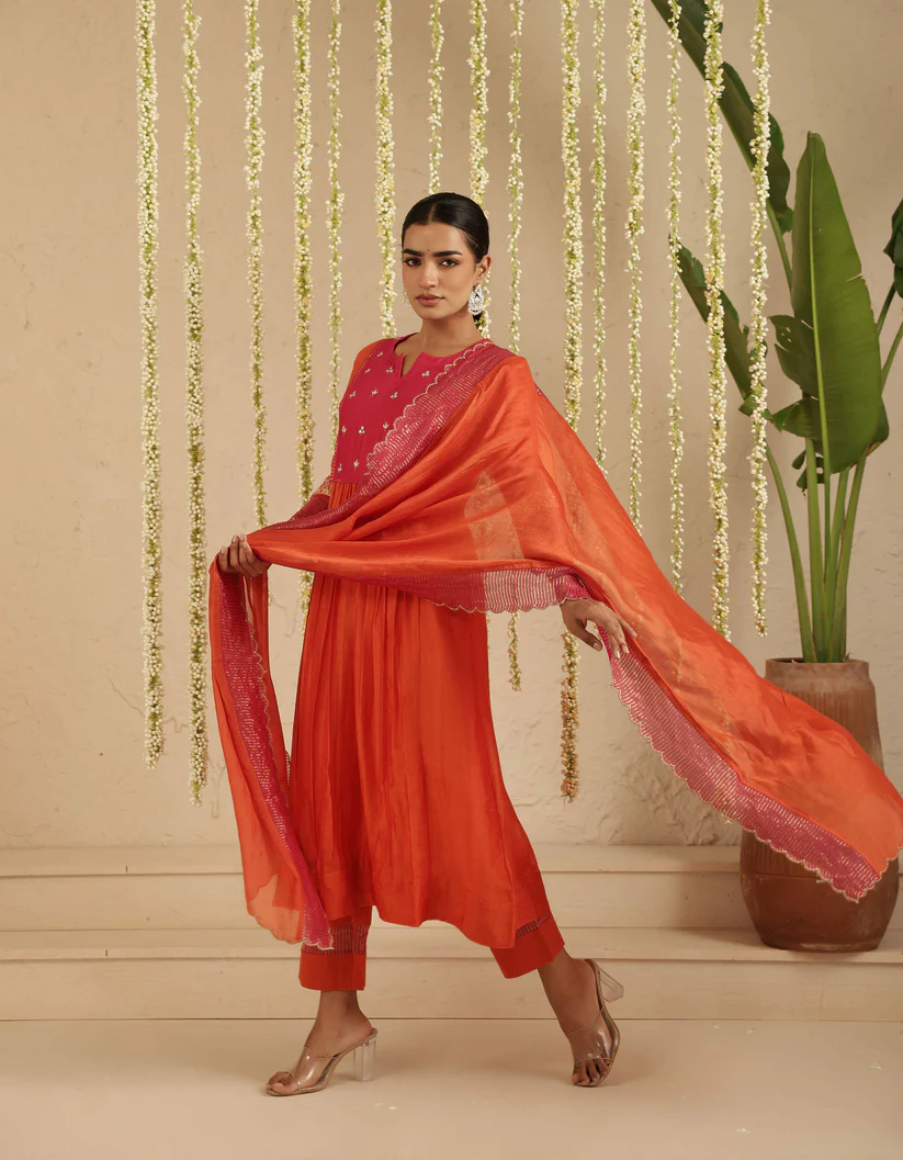 Gulabik Orange / Rani Gota Patti Suit Set
