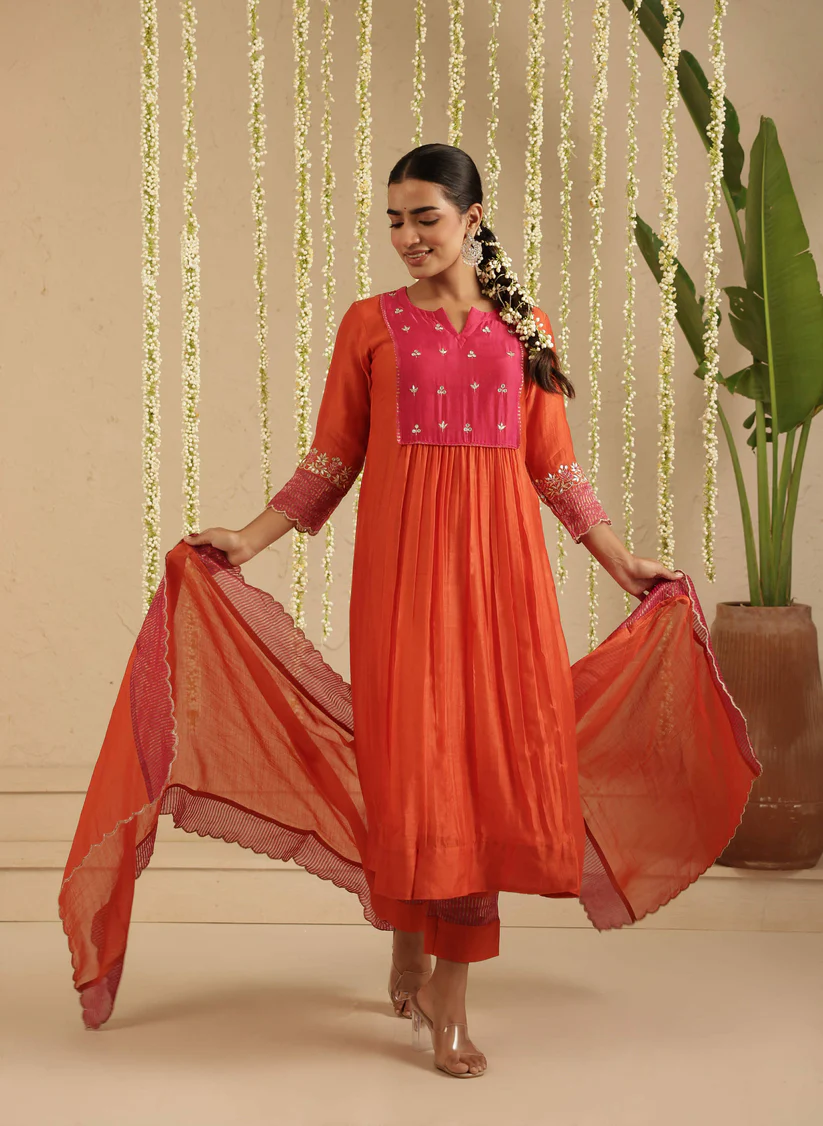 Gulabik Orange / Rani Gota Patti Suit Set
