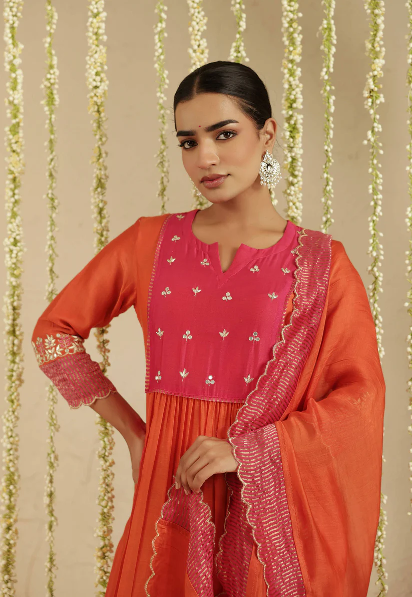 Gulabik Orange / Rani Gota Patti Suit Set