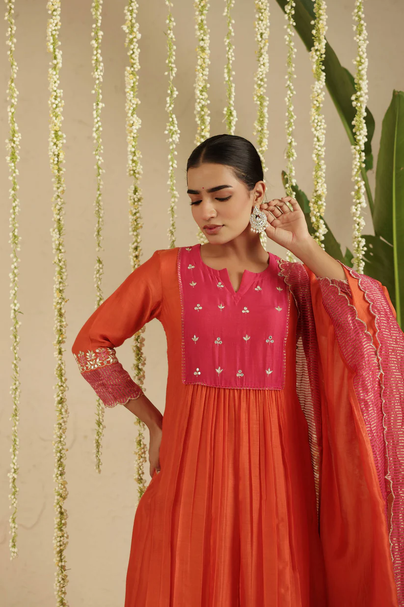 Gulabik Orange / Rani Gota Patti Suit Set
