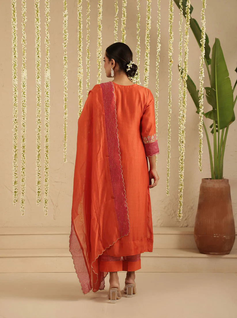 Gulabik Orange / Rani Gota Patti Suit Set
