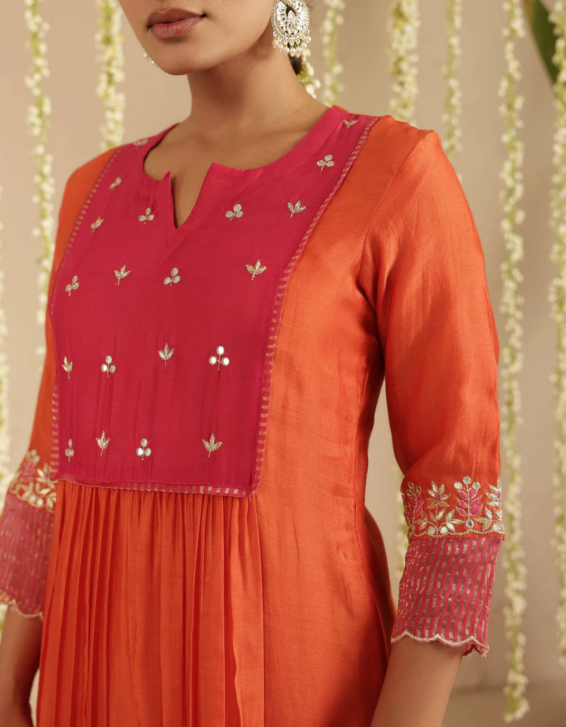 Gulabik Orange / Rani Gota Patti Suit Set