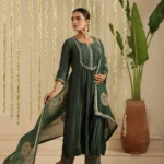 Gulabik Bottle Green Sequence Suit Set