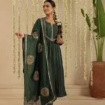 Gulabik Bottle Green Sequence Suit Set