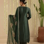 Gulabik Bottle Green Sequence Suit Set