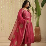 Gulabik Deep Magenta Sequence Suit Set