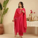 Gulabik Rani Cut Dana Suit Set with Red Dupatta