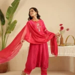 Gulabik Rani Cut Dana Suit Set with Red Dupatta