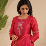 Gulabik Red Cut Dana Suit Set with Rani Dupatta