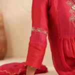 Gulabik Red Cut Dana Suit Set with Rani Dupatta