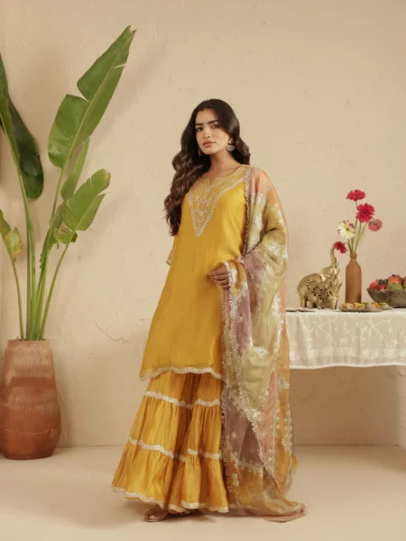 Gulabik Deep Gold Garara Set