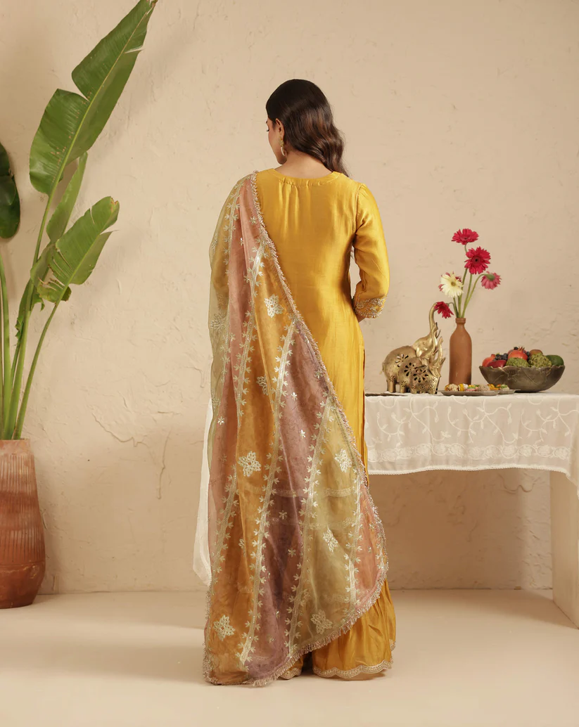 Gulabik Deep Gold Garara Set