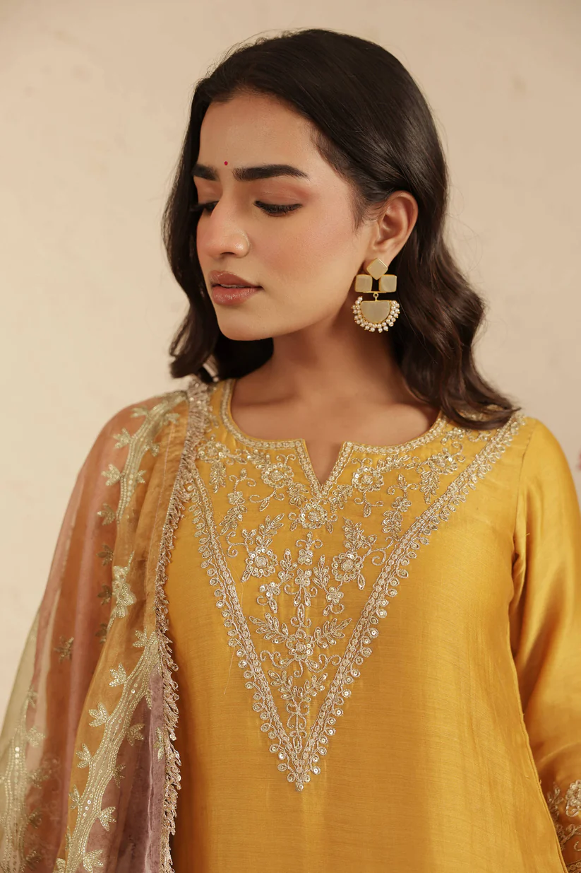 Gulabik Deep Gold Garara Set