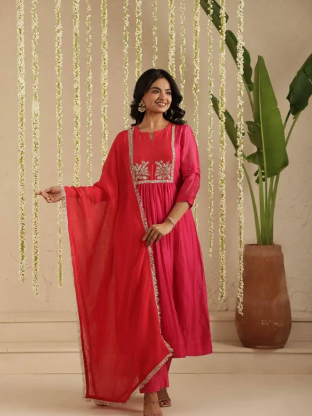 Rani and Red Double Boota Suit Set