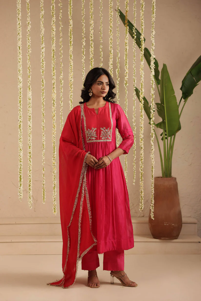 Rani and Red Double Boota Suit Set