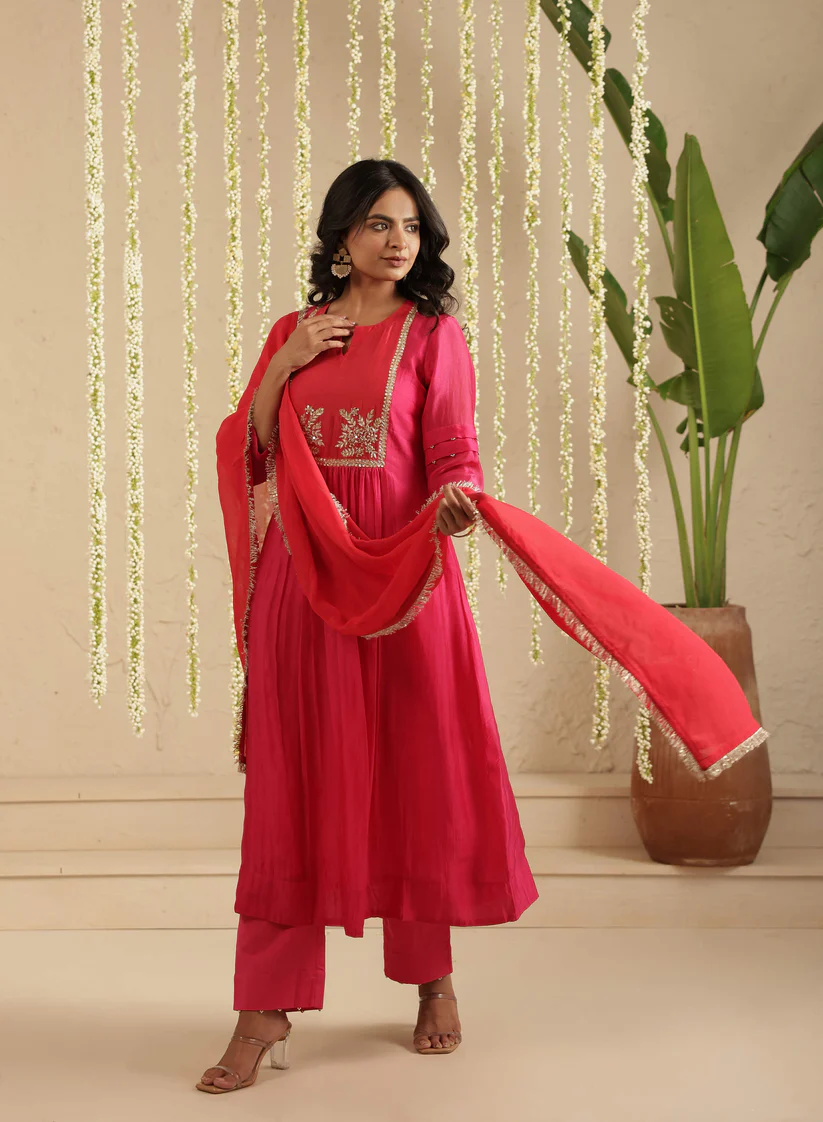 Rani and Red Double Boota Suit Set