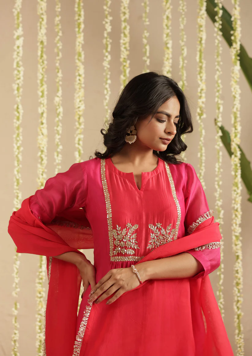 Rani and Red Double Boota Suit Set