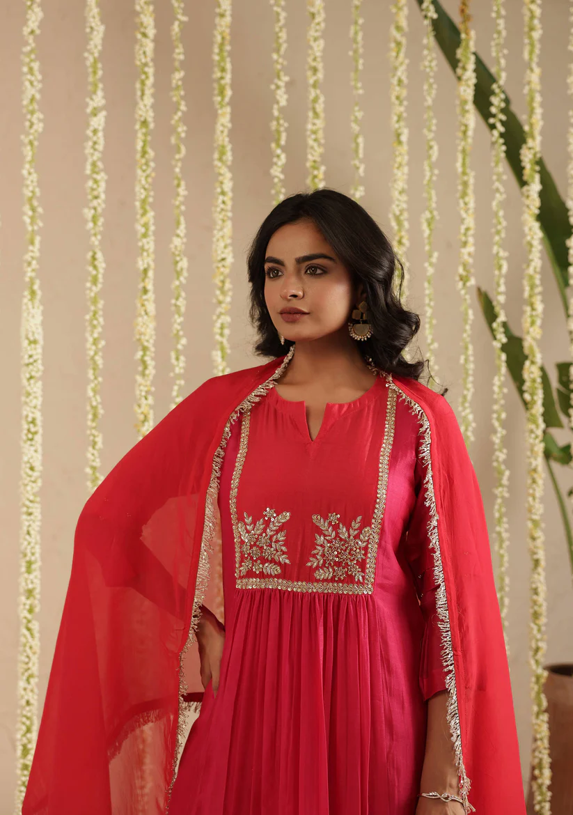 Rani and Red Double Boota Suit Set