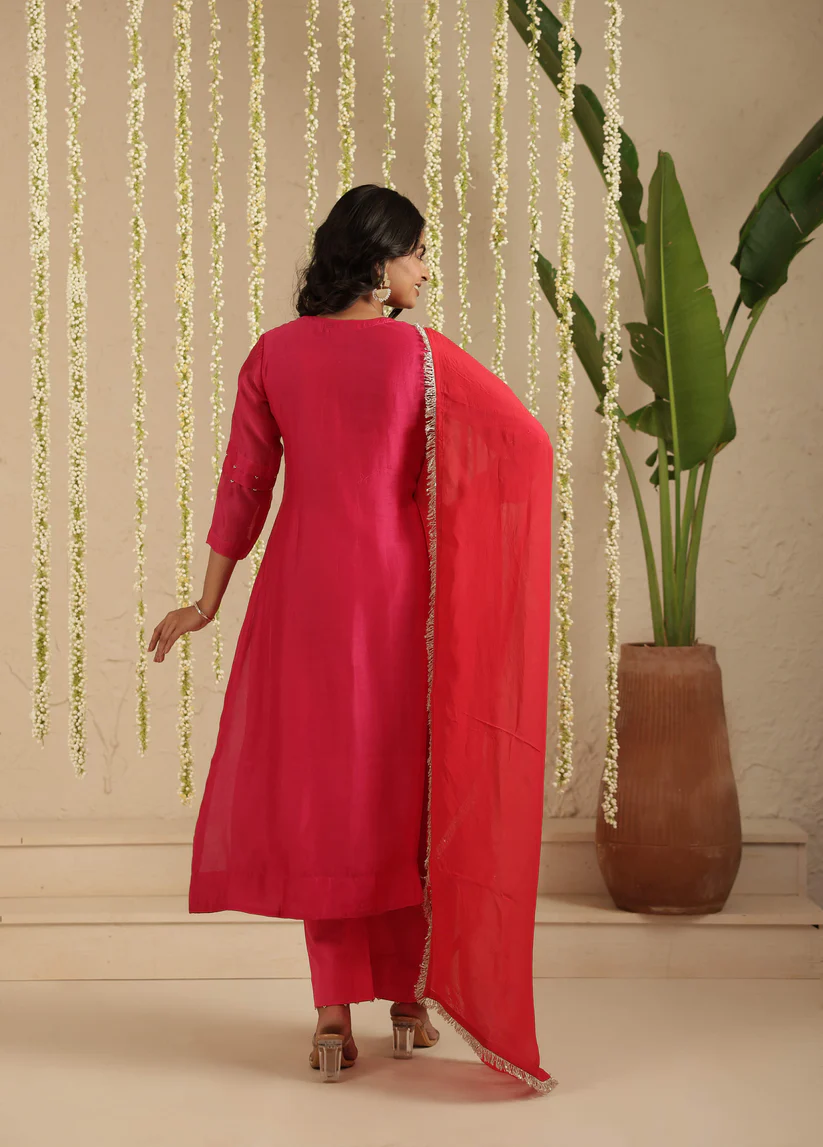 Rani and Red Double Boota Suit Set