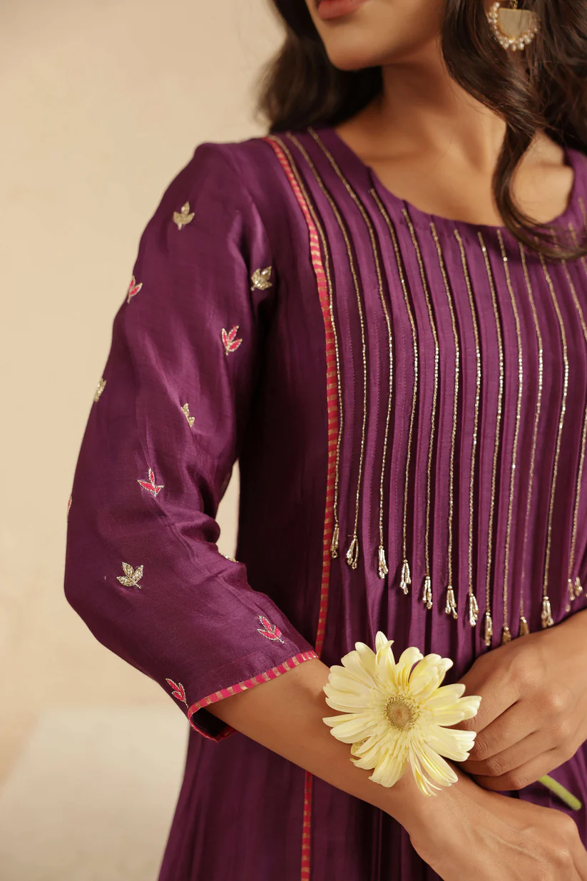 Purple Cut Daana Tassel Suit Set