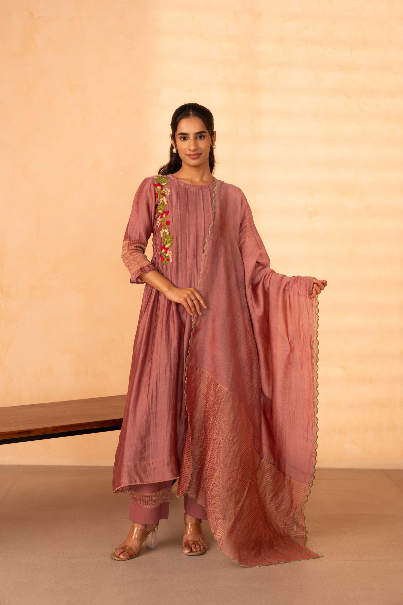 Gulabik Firdaus Suit Set - Dusty Rose