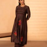 Gulabik Chinar Kurta Pant Set - Coke