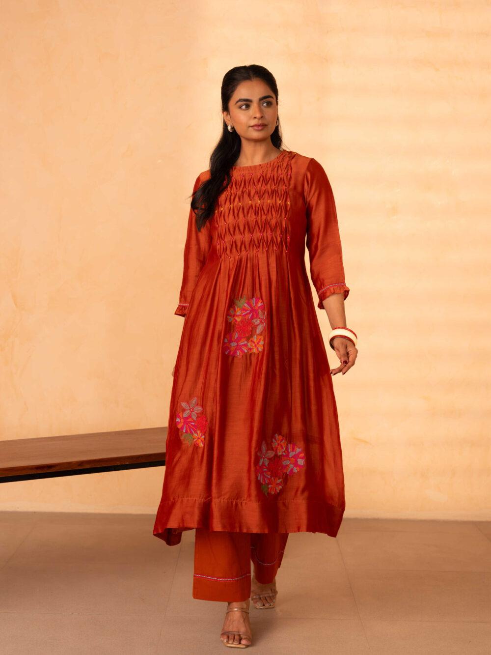 Gulabik Chinar Kurta Pant Set - Rust