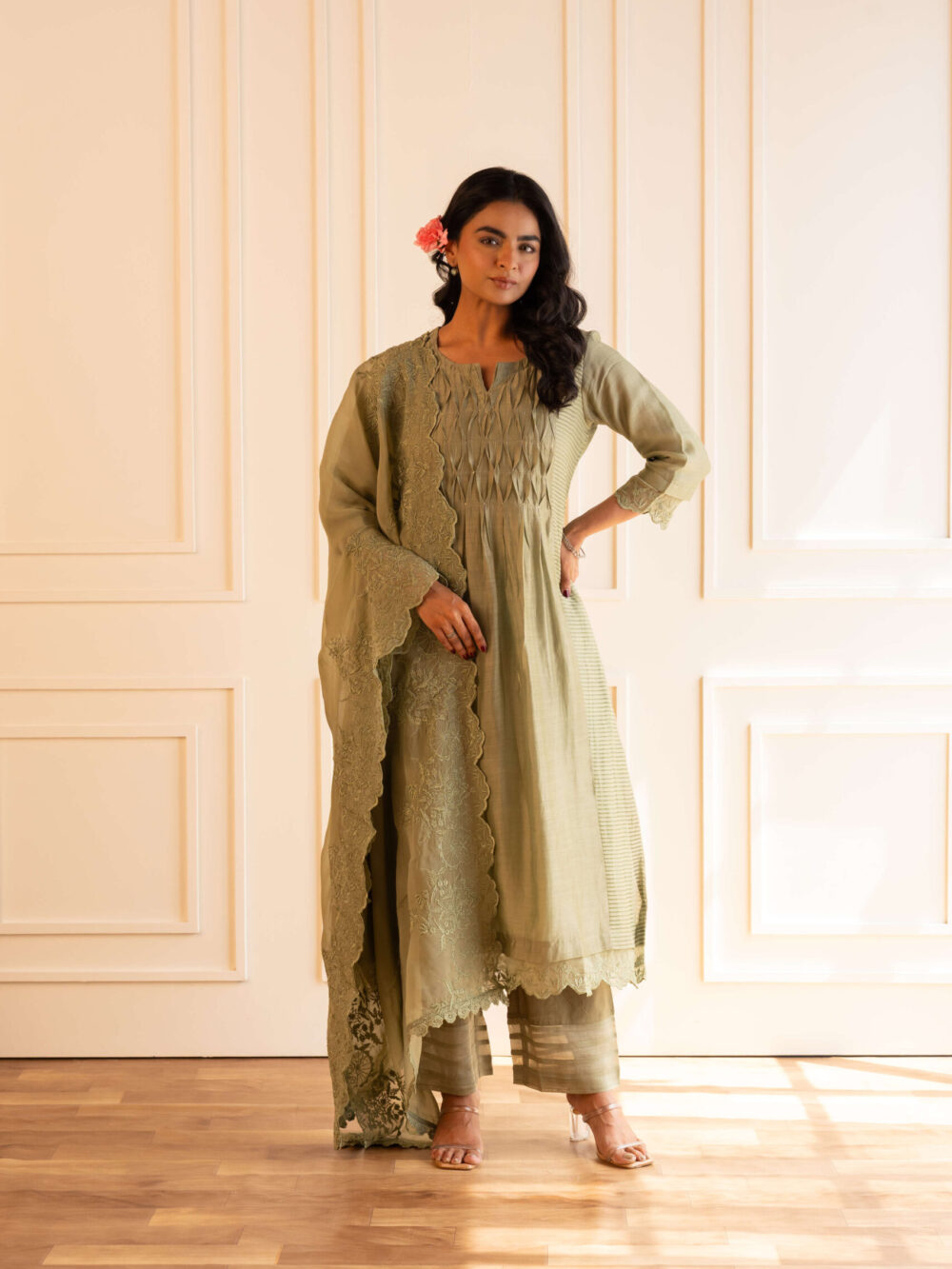 Gulabik Kanak Suit Set - Moss Green