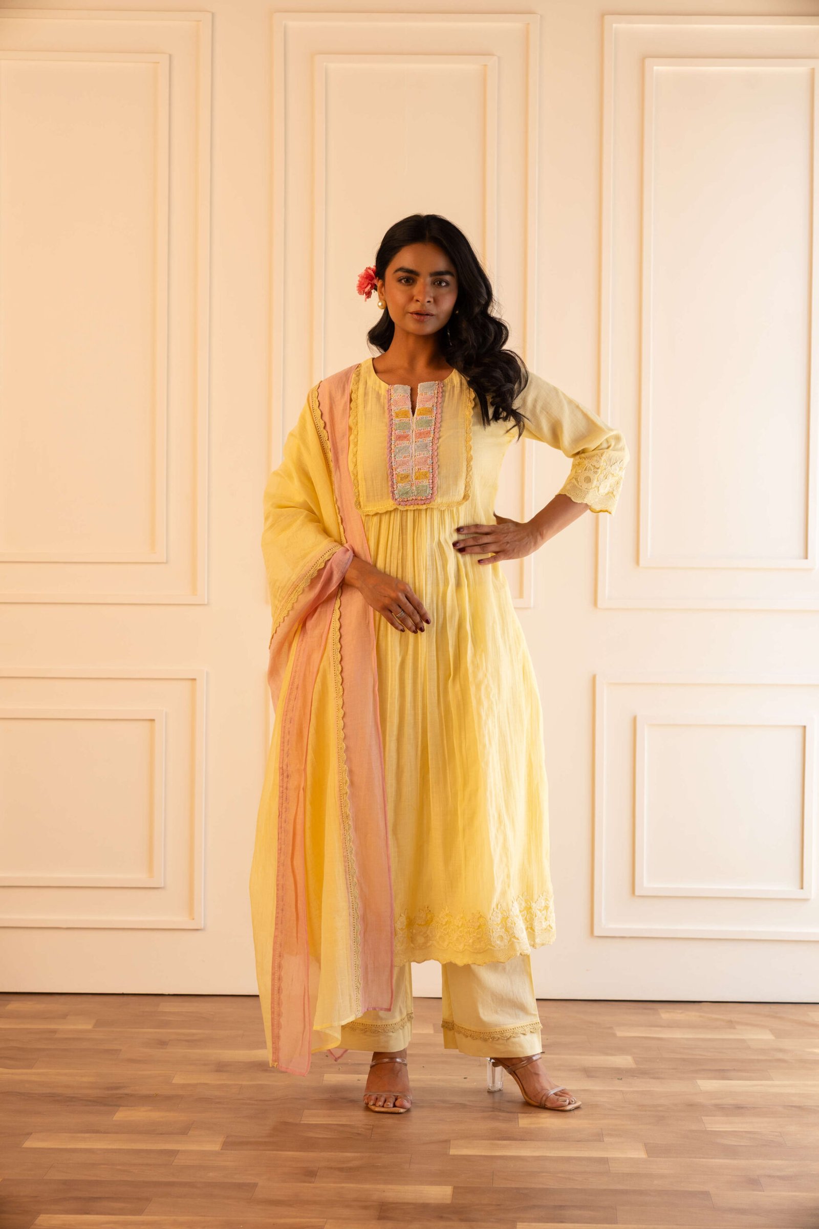 Gulabik Heena Suit Set - Lemon Yellow