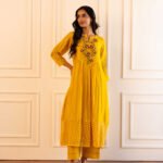 Gulabik Kiana Kurta Pant Set - Yellow
