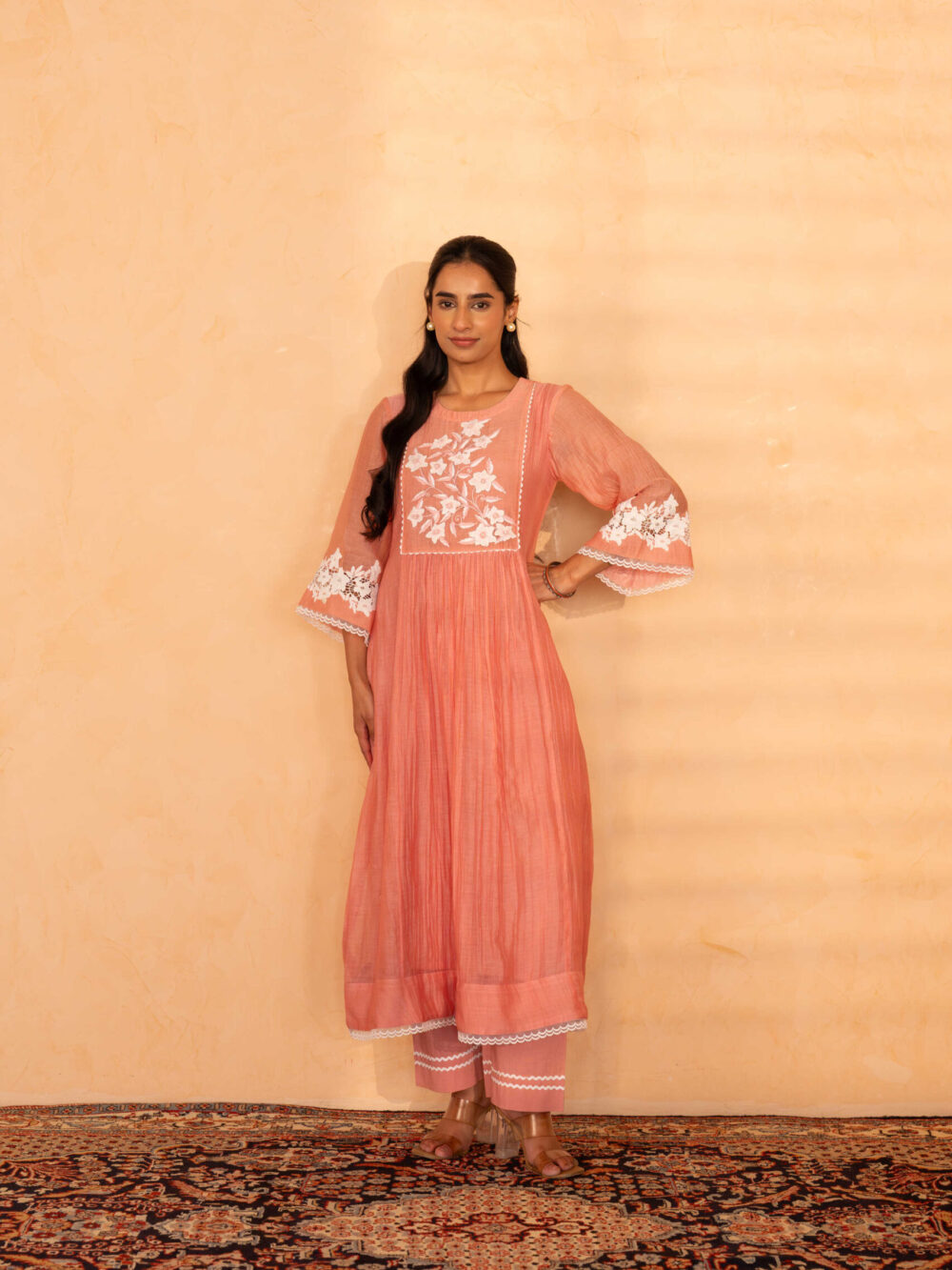 Gulabik Rati Kurta Pant Set - Peach