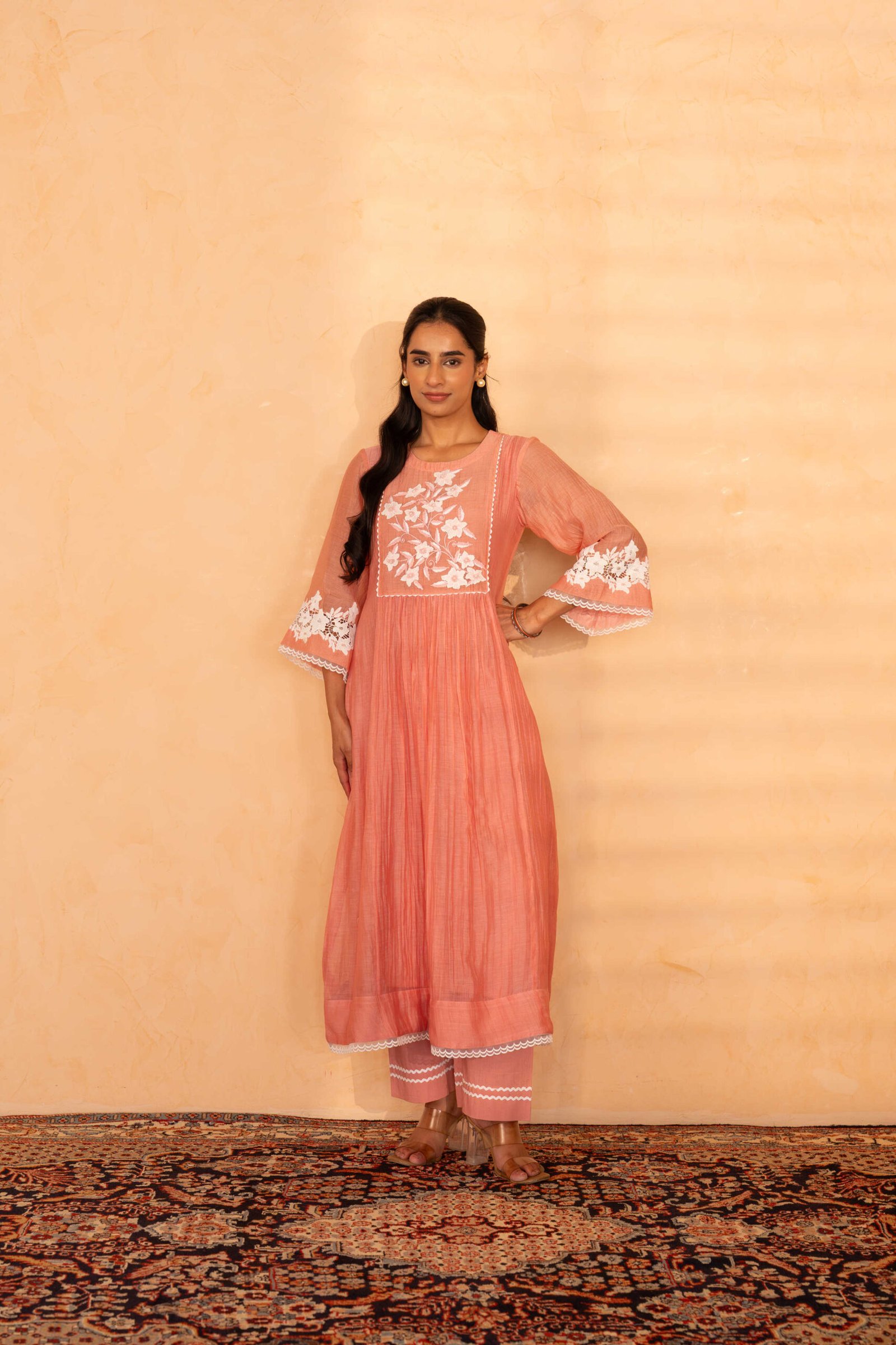 Gulabik Rati Kurta Pant Set - Peach