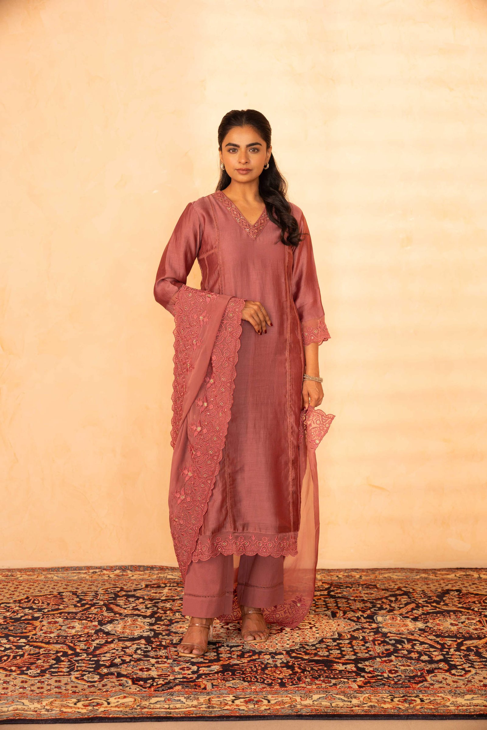 Gulabik Shree Suit Set- Dusty Rose