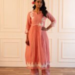 Gulabik Pragya Kurta Pant Set - Peach