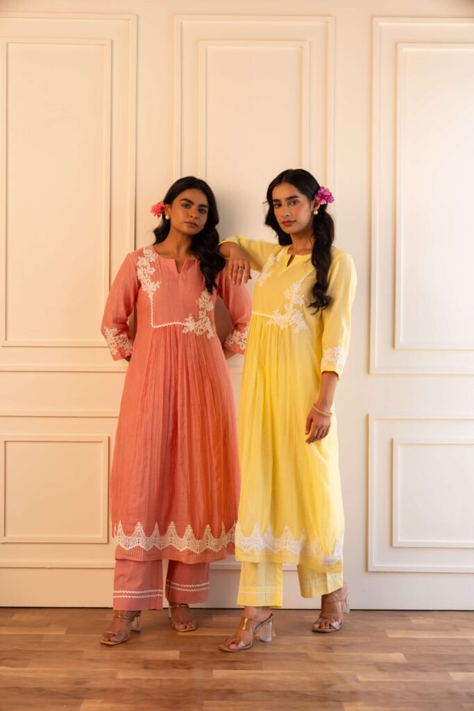 Gulabik Pragya Kurta Pant Set - Peach