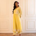 Gulabik Pragya Kurta Pant Set - Lemon Yellow